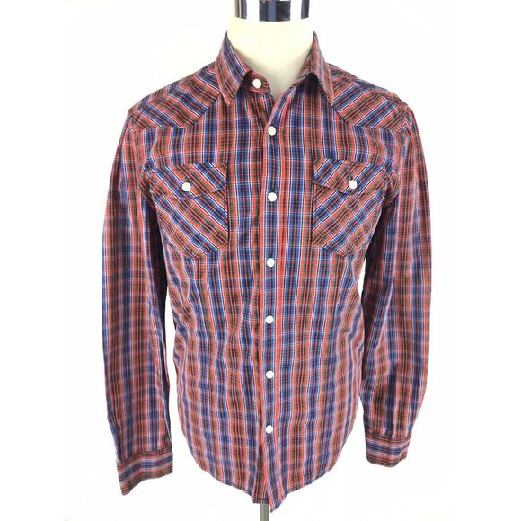 Polham The Justifiable Mens‎ Button Shirt Sz 100 Cm (Medium?) Plaid Long Sleeve - Picture 1 of 9